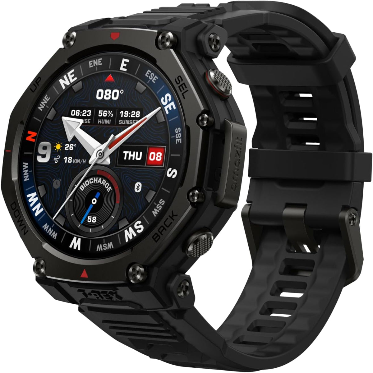 Amazfit T-Rex 3 Pro smartwatch vista frontal resistência militar
